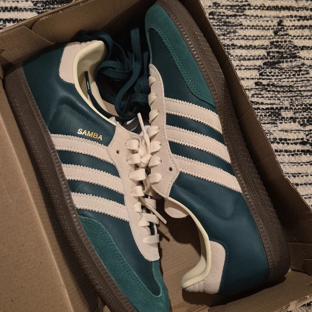 Adidas Samba OG Shoe Collegiate Green, Cream White, Men's Size 10 - Picture 8 of 11